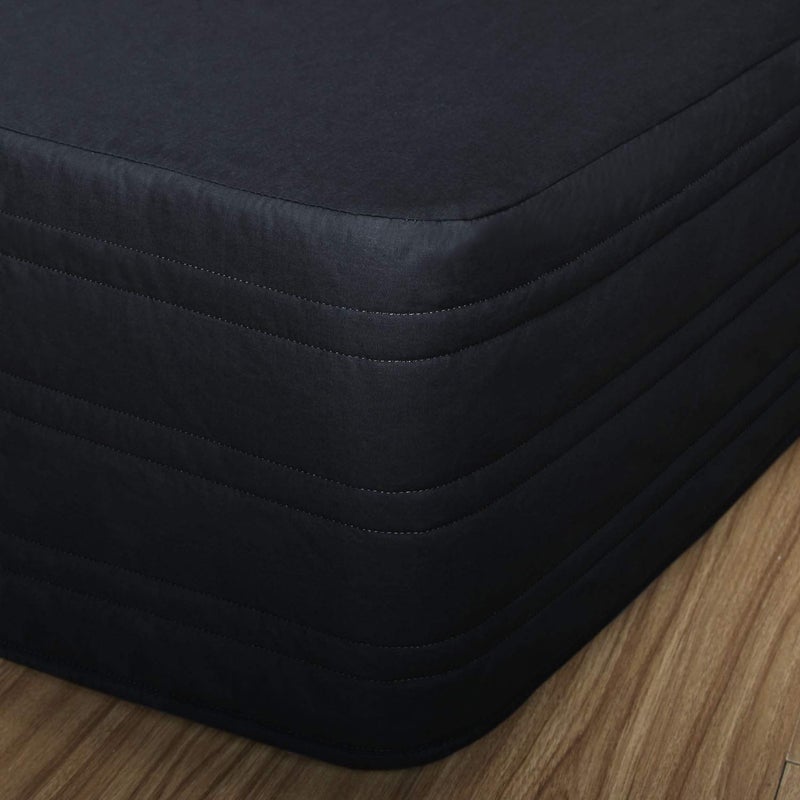 Marquess Tailored Bed Skirt Blended Quilted-Hang Down Feeling Enhancement Wrap Around Thick Bed Skirt,Dust-Proof, Wrinkle Fade Resistant Dust Ruffle with Classic 14â€™â€™Drop for Bedroom(Black, King) - Image 1